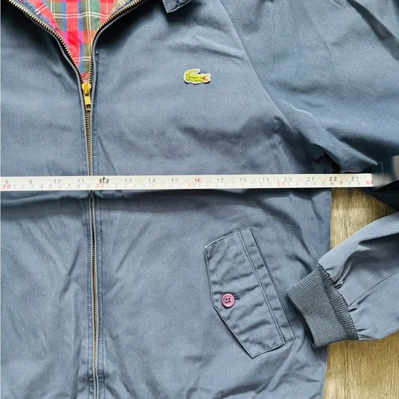 Lacoste Dark Blue Harrington Jacket with Tartan Interior - Picture 3 of 5